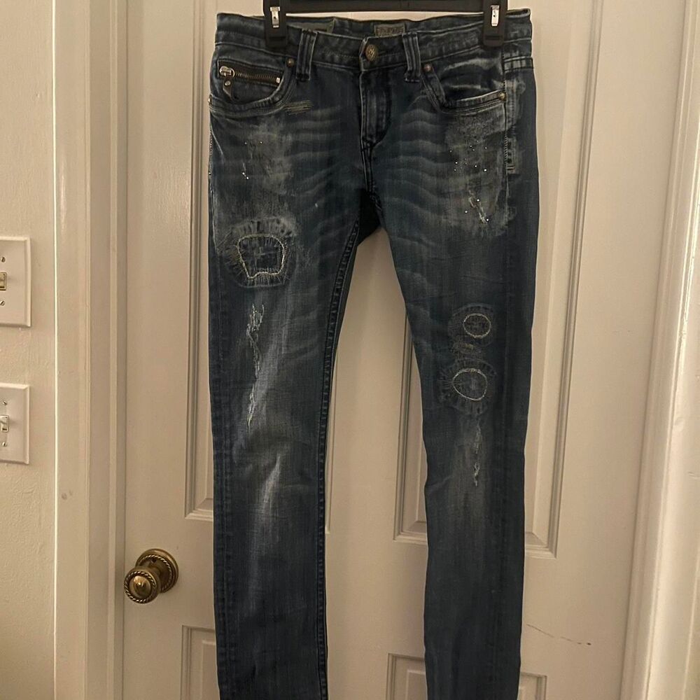 Rerock Women's Express Dark Wash Vintage Skinny Denim Blue Jeans Size 6